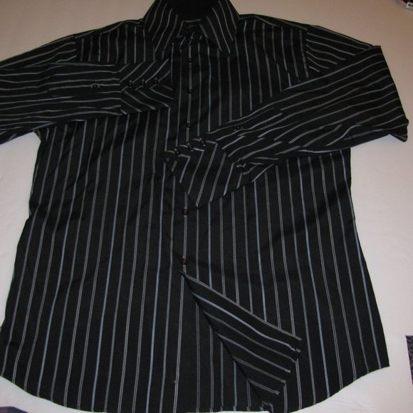 Roar Long Sleeve Black Striped Mens XL - Picture 2 of 7
